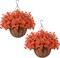 2 Pcs Artficial Orange Fall Outdoor Flowers with Hanging Baskets